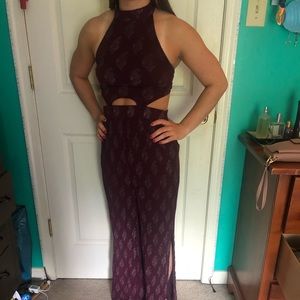 Cut out maroon jumpsuit